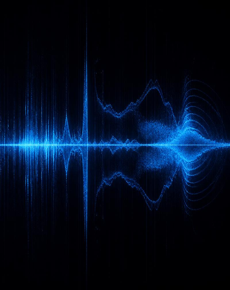 Glowing blue waveform of deep ocean audio